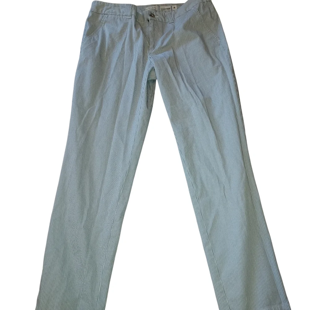 Maison Jules Seersucker Lou Lou Striped Pants Grey Combo Women's 8 Coastal Beach